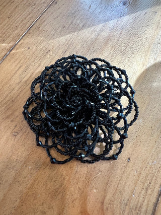 Black Beaded Flower Pin MTS|127502