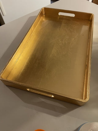 9.5"x15.5" Vtg Lacquered Gold Pier 1 Tray--SP MTS