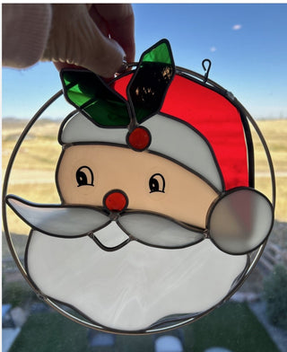 Vntg Santa face stained glass|126991