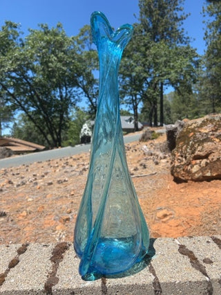21” Empoli Cristalleria Fratelli Betti Bubble Swung Vase
