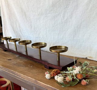 Crate & Barrel Brass 5-Pillar Candelabra