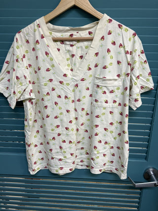 12F Anne Lewin Pure Cotton Strawberry Print Top RSV|79787
