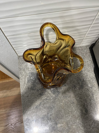 Hand Blown Italian Vase in Amber RSV|66470