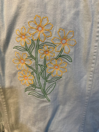 Embroidered jacket green w/yellow floral Size XL. #SM RCD|67517