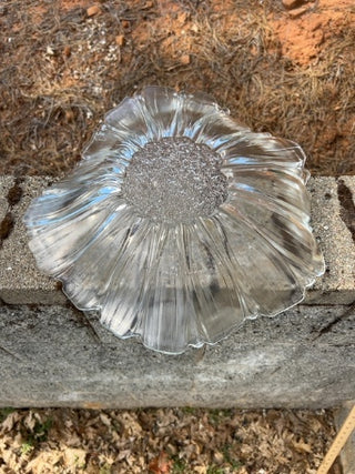 JP 16” vintage Mikasa Crystal sunflower-shaped crystal glass bowl