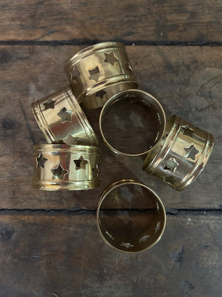 10H vintage brass star napkin rings MTS|132357