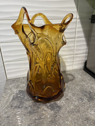 Hand Blown Italian Vase in Amber RSV|66471