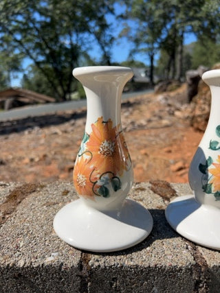 Set of 2 Vintage Ceramic Yellow Flower Candle Holders