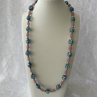 beaded necklace, blue & pink RSV