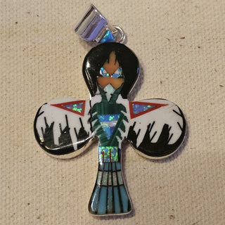 Signed sterling inlaid Thunderbird pendant