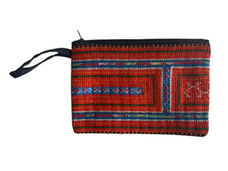 Cross-stitch Short Strap Zip Wallet|112427