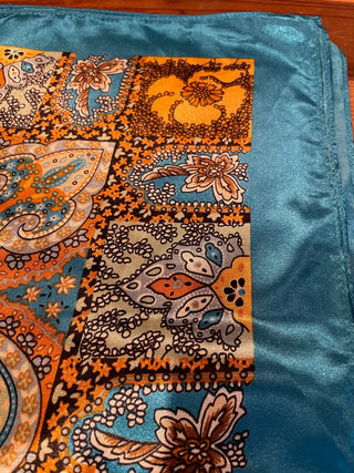 Satin Teal/Brown Paisley Scarf MTS|79952