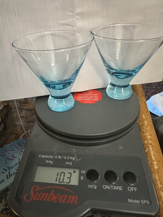 Aqua Footed Martini Cocktail Glass Set (2) MTS -K|56705
