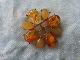 Flower brooch yellow & orange RCD|120787