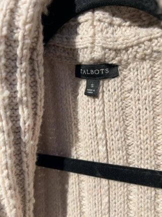 Talbots open-front, ribbed shawl-collar knit cardigan Size S