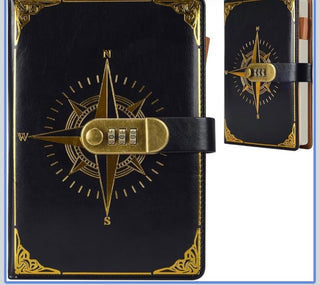 Leather Dark Blue Diary, Journal w Lock, 220 Pages -RSV|121289