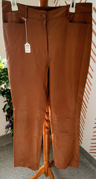 Italian RUFUS Brown Leather Pants Sz 10-12 MTS|125484