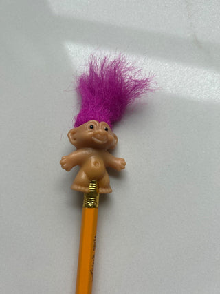 Vintage Troll Doll, purple Hair, Pencil Topper-RSV