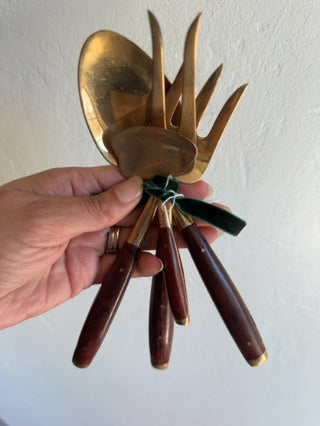 Siam Brass Wood Serving Set of 4