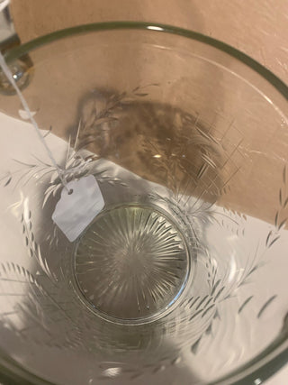 Vtg etched glass ice bucket w/handle MTS|155185