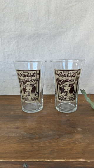 Vtg Pair Coca Cola Victorian Archive Glasses (LZD - RSV)|125217