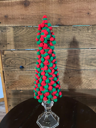 Handmade Red& Green Pom-Pom Christmas Tree ~MTS|138686