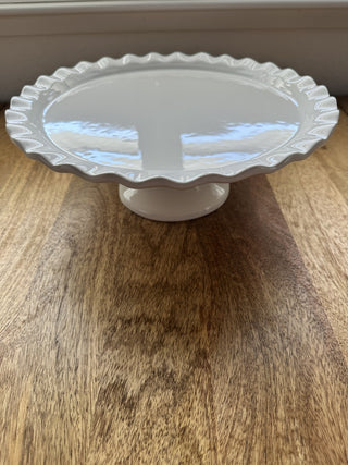 White Ceramic Footed Cake Plate from Portugal MTS|95196