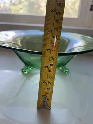 Fostoria Green Footed bowl Depression Glass 11.5" dia. 3 Toed #2394 1930's