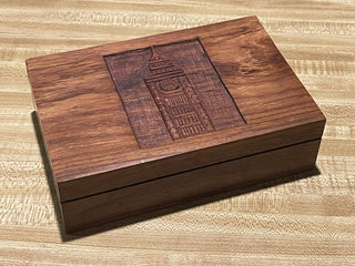 7.5"x5" Big Ben Wood Tea Caddy/ Trinket Box--SP RCD
