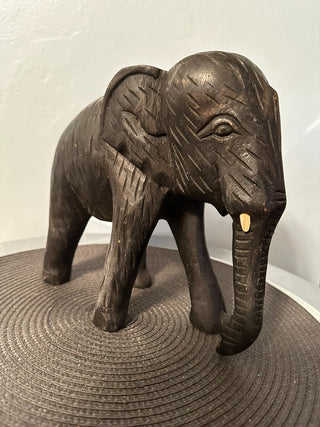 Elephant 9x10 Black Wood Carved|52436