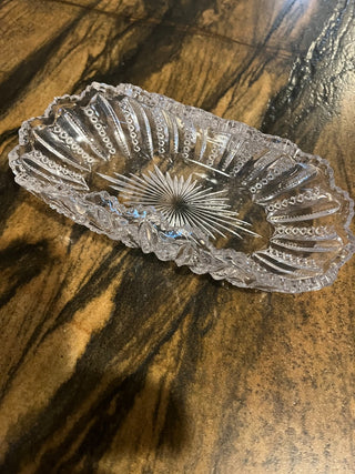 Curved Sides Etched Crystal Dish RSV|112465