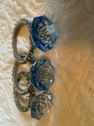 3 blue beaded rings for ornament or napkin ring RSV