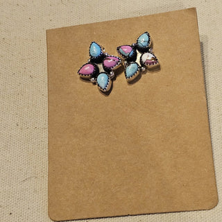 .925 cotton candy dahlia post earrings