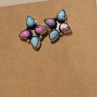 .925 cotton candy dahlia post earrings