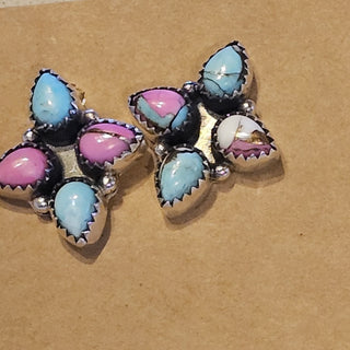 .925 cotton candy dahlia post earrings