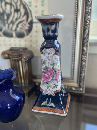 Chinoiserie Blue floral vintage candle holder RSV