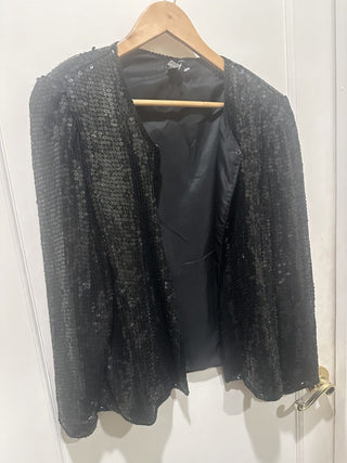 Sequin Black Blazer Size Large #63 VV MTS|134716