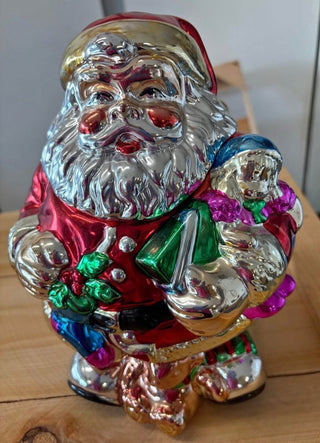 Vintage metallic Santa cookie jar,  RSV|120860