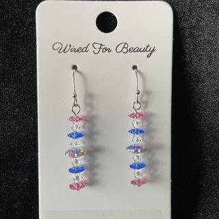 earrings, margarita beads pink & blue RSV