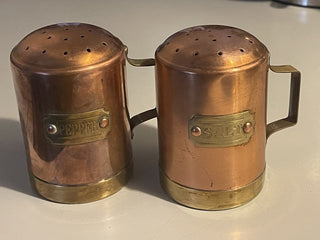Vtg Copper & Brass Salt/ Pepper Shaker Set--SP RCD