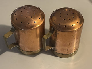 Vtg Copper & Brass Salt/ Pepper Shaker Set--SP RCD