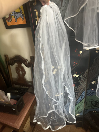 Bridal , Bachelorette Party Pin Veil White Wedding long Tulle|74990
