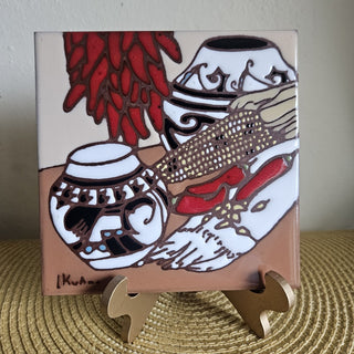 Kuhne  Earthtones "Chilies" Ceramic Tile Trivet (BRI) - MTS|133006