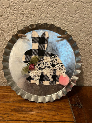 Metal Black and White Rabbit Plaque RCD