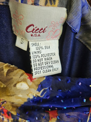 Vtg Y2K Cicci Beaded Silk Dress - Size Small - MTS|101914