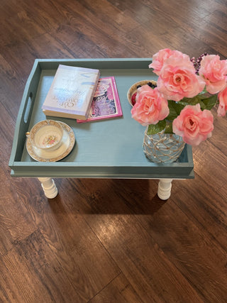 Handmade Breakfast in Bed Tray with Legs (Teal/White)|75825