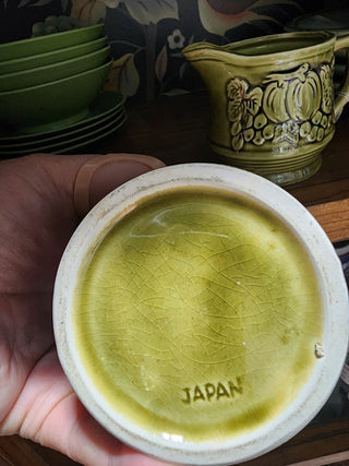 Vtg Avocado Sugar & Creamer Set RSV