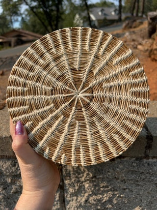 8” Woven Seagrass Basket with Shells