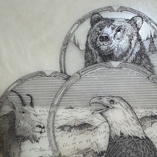 Vtg Etched Wildlife Cultured Marble Plaque MTS|90922