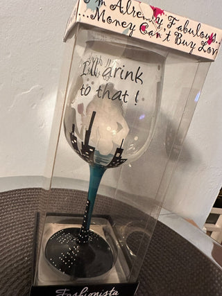 Wine Glass Painted NIP-MTS|62257